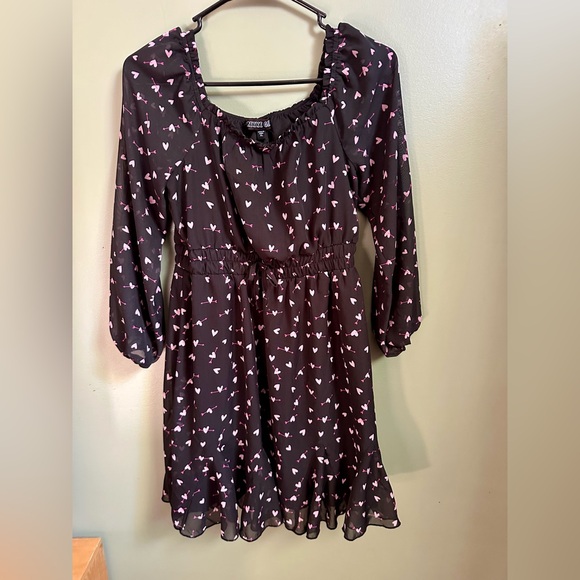 Black Dress with Pink Heart Pattern - Picture 1 of 2